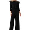 Adrianna Papell Women's Feather-Trim Wide-Leg Jumpsuit
