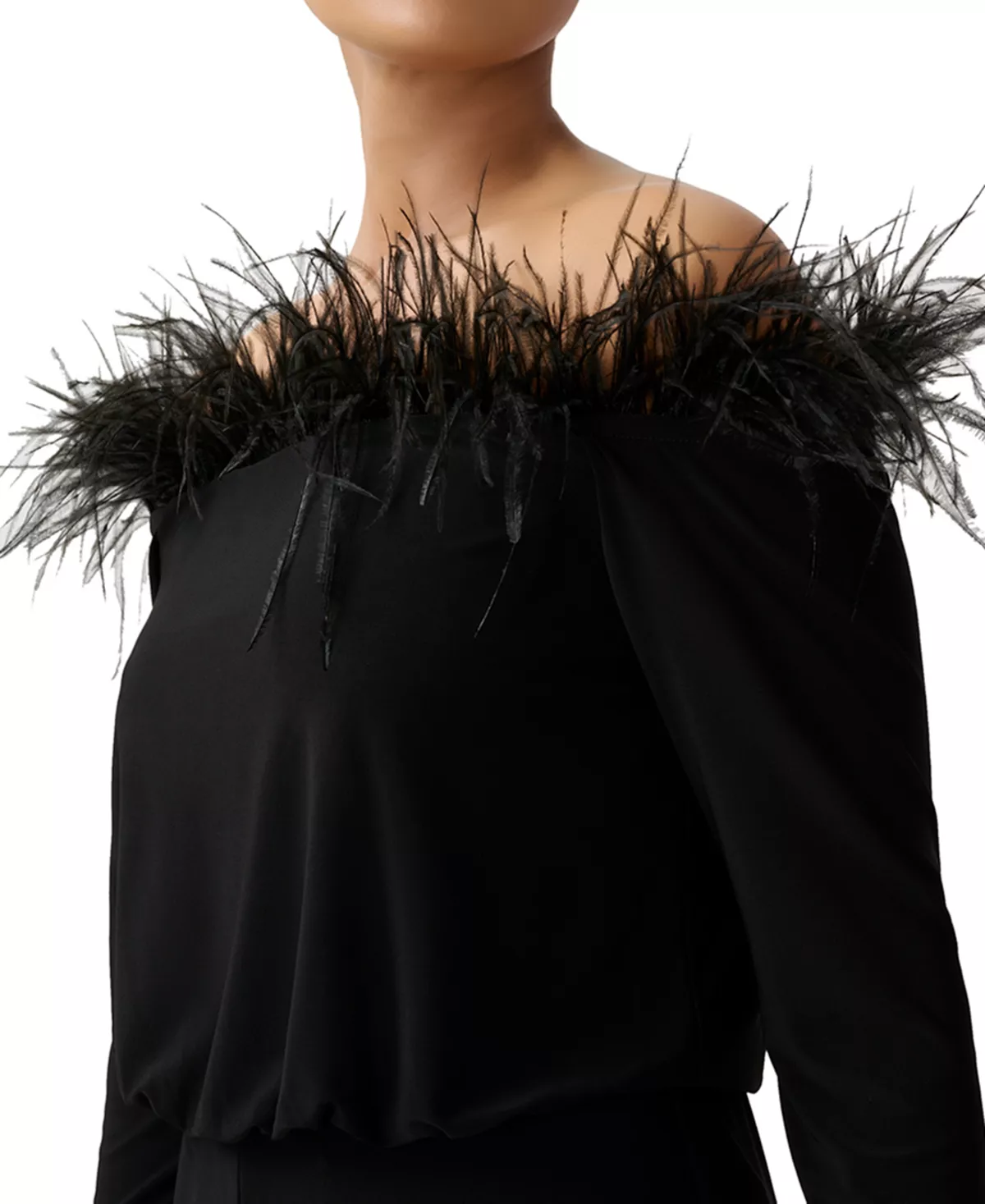 Women's Feather-Trim Wide-Leg Jumpsuit Adrianna Papell Women's Feather-Trim Wide-Leg Jumpsuit -CeCe cloth-shop