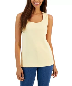 Karen Scott Quare-Neck Cotton Tank Top, Created For Macy's -CeCe cloth-shop 23034880 fpx