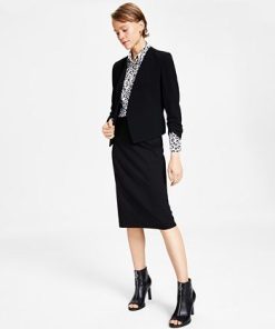 Bar III Women's Textured Crepe Scrunch-Sleeve Blazer, Created For Macy's 2 Bar III Women's Textured Crepe Scrunch-Sleeve Blazer, Created For Macy's -CeCe cloth-shop 23035129 fpx
