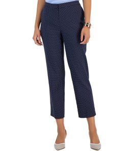 Kasper Women's Stretch-Jacquard Polka-Dot Straight-Leg Cropped Pants