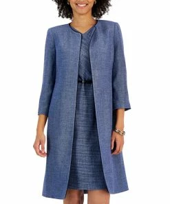 Kasper Women's Collarless 3/4-Sleeve Tweed Topper Jacket