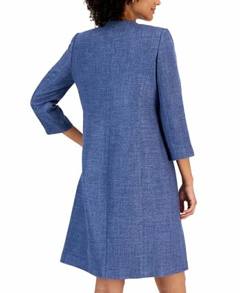 Kasper Women's Collarless 3/4-Sleeve Tweed Topper Jacket - Image 2