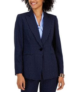 Kasper Women's Stretch Jacquard Dot-Print Blazer -CeCe cloth-shop 23035464 fpx