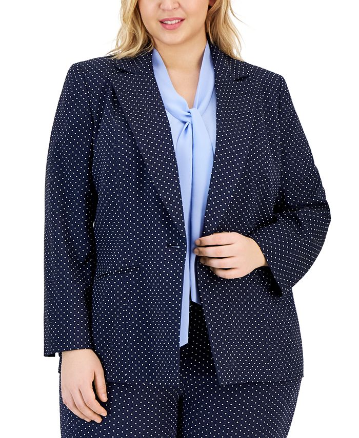 Plus Size Stretch Jacquard Dot-Print Blazer Kasper Plus Size Stretch Jacquard Dot-Print Blazer -CeCe cloth-shop