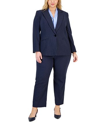 Plus Size Stretch Jacquard Dot-Print Blazer Kasper Plus Size Stretch Jacquard Dot-Print Blazer -CeCe cloth-shop