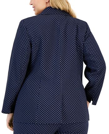 Plus Size Stretch Jacquard Dot-Print Blazer Kasper Plus Size Stretch Jacquard Dot-Print Blazer -CeCe cloth-shop