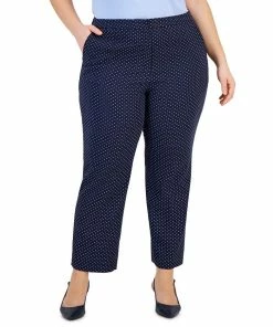Kasper Plus Size Dot-Print Jacquard Ankle Pants