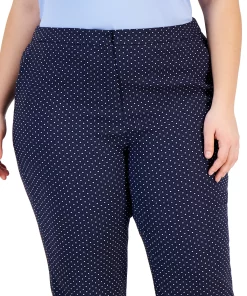 Kasper Plus Size Dot-Print Jacquard Ankle Pants -CeCe cloth-shop 23045996 fpx