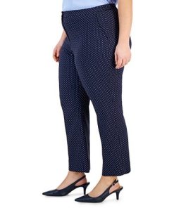 Kasper Plus Size Dot-Print Jacquard Ankle Pants -CeCe cloth-shop 23045997 fpx