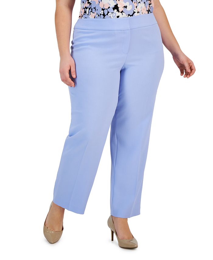 Plus Size Stretch Crepe Mid-Rise Ankle Pants Kasper Plus Size Stretch Crepe Mid-Rise Ankle Pants -CeCe cloth-shop