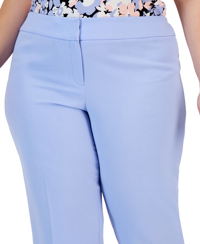 Plus Size Stretch Crepe Mid-Rise Ankle Pants Kasper Plus Size Stretch Crepe Mid-Rise Ankle Pants -CeCe cloth-shop