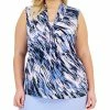 Kasper Plus Size Printed Sleeveless Twisted-Neck Top