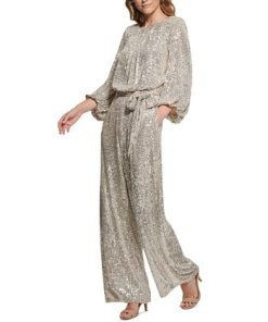 Vince Camuto Women's Jewel-Neck Tie-Waist Sequin Jumpsuit -CeCe cloth-shop 23047994 fpx