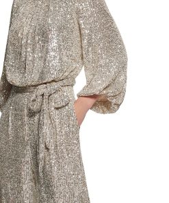 Vince Camuto Women's Jewel-Neck Tie-Waist Sequin Jumpsuit -CeCe cloth-shop 23047995 fpx