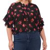 Vince Camuto Plus Size Floral Flutter-Sleeve Blouse