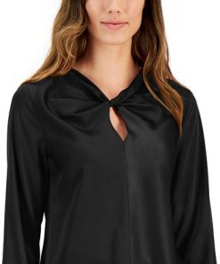 Kasper Women's Twisted Keyhole-Neck Long-Sleeve Top -CeCe cloth-shop 23074173 fpx