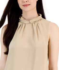 Anne Klein Women's Crepe Sleeveless Twist-Neck Top -CeCe cloth-shop 23098446 fpx
