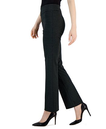Women's Compression Printed High-Rise Bootcut Pull-On Pants Anne Klein Women's Compression Printed High-Rise Bootcut Pull-On Pants -CeCe cloth-shop