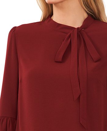 Women's Solid Long Sleeve Tie-Neck Puff-Sleeve Blouse CeCe Women's Solid Long Sleeve Tie-Neck Puff-Sleeve Blouse -CeCe cloth-shop