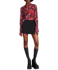 Steve Madden Women's Hudson Chiffon Split-Neck Top 3 Steve Madden Women's Hudson Chiffon Split-Neck Top -CeCe cloth-shop 23101595 fpx