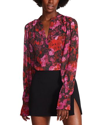 Women's Hudson Chiffon Split-Neck Top Steve Madden Women's Hudson Chiffon Split-Neck Top -CeCe cloth-shop