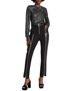 Steve Madden Women's Carson Mixed-Media Zipper-Trim Pants 3 Steve Madden Women's Carson Mixed-Media Zipper-Trim Pants -CeCe cloth-shop 23136863 fpx