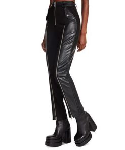 Steve Madden Women's Carson Mixed-Media Zipper-Trim Pants 2 Steve Madden Women's Carson Mixed-Media Zipper-Trim Pants -CeCe cloth-shop 23136867 fpx