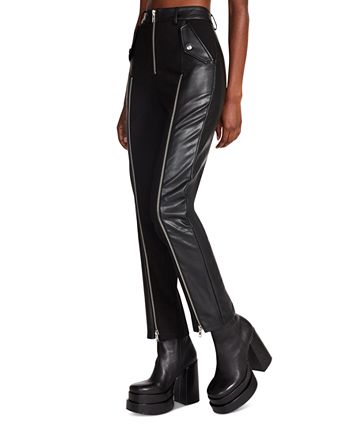 Women's Carson Mixed-Media Zipper-Trim Pants Steve Madden Women's Carson Mixed-Media Zipper-Trim Pants -CeCe cloth-shop