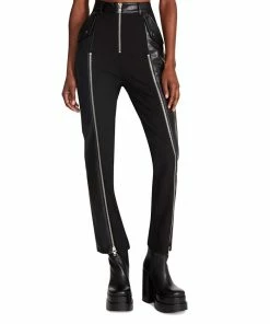 Steve Madden Women's Carson Mixed-Media Zipper-Trim Pants