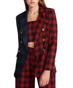 Steve Madden Ulti-Plaid Simone Button Front Blazer -CeCe cloth-shop 23137040 fpx