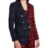 Steve Madden Ulti-Plaid Simone Button Front Blazer