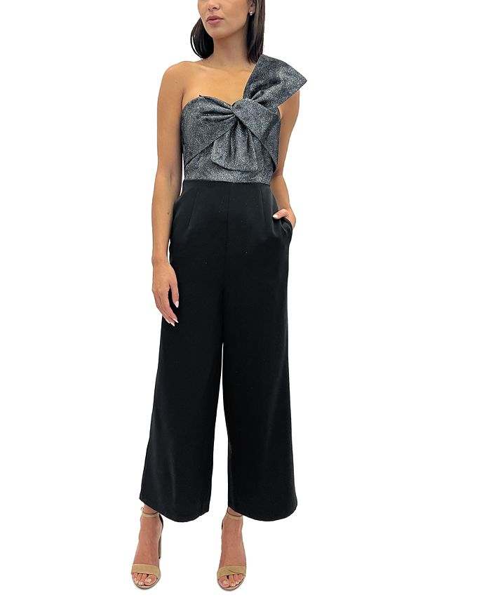 Sam Edelman Women's Cady Metallic Bow-Bodice Jumpsuit 1 Sam Edelman Women's Cady Metallic Bow-Bodice Jumpsuit