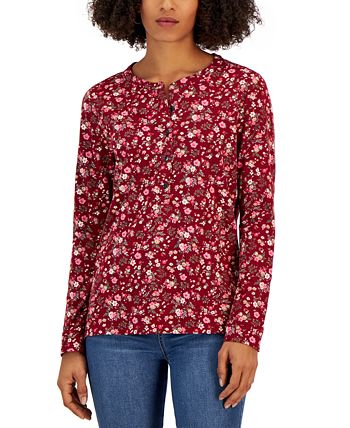 Women's Buttoned Long Sleeve Top, Created For Macy's Style & Co Women's Buttoned Long Sleeve Top, Created For Macy's -CeCe cloth-shop