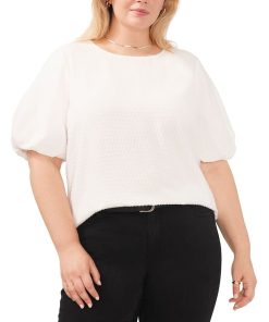Vince Camuto Plus Size Puff-Sleeve Crewneck Top
