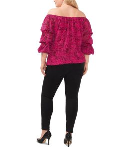 Vince Camuto Plus Size Off-The-Shoulder Bubble-Sleeve Printed Blouse 3 Vince Camuto Plus Size Off-The-Shoulder Bubble-Sleeve Printed Blouse -CeCe cloth-shop 23149444 fpx