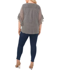 Vince Camuto Plus Size Flutter-Sleeve Crossover Top -CeCe cloth-shop 23149473 fpx