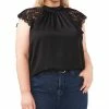 Vince Camuto Plus Size Mock-Turtleneck Lace-Sleeve Top