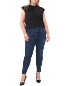 Vince Camuto Plus Size Mock-Turtleneck Lace-Sleeve Top -CeCe cloth-shop 23149742 fpx