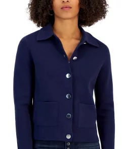 Charter Club Women's Cropped Sweater Blazer, Created For Macy's -CeCe cloth-shop 23150624 fpx