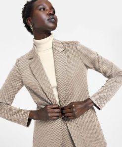 Anne Klein Women's Chevron Open-Front Blazer -CeCe cloth-shop 23151491 fpx