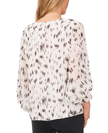 Women's Printed Blouson-Sleeve Blouse Vince Camuto Women's Printed Blouson-Sleeve Blouse -CeCe cloth-shop