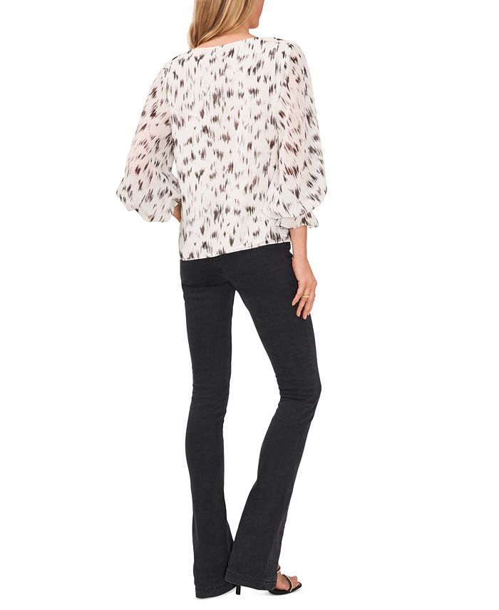 Women's Printed Blouson-Sleeve Blouse Vince Camuto Women's Printed Blouson-Sleeve Blouse -CeCe cloth-shop