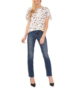 Vince Camuto Women's Printed Crewneck Petal-Sleeve Blouse -CeCe cloth-shop 23186100 fpx