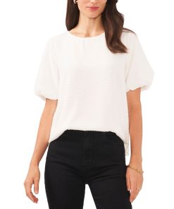 Vince Camuto Women's Textured Crewneck Puff-Sleeve Blouse
