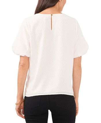 Women's Textured Crewneck Puff-Sleeve Blouse Vince Camuto Women's Textured Crewneck Puff-Sleeve Blouse -CeCe cloth-shop