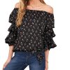 Vince Camuto Women's Printed Off-the-Shoulder Bubble-Sleeve Blouse