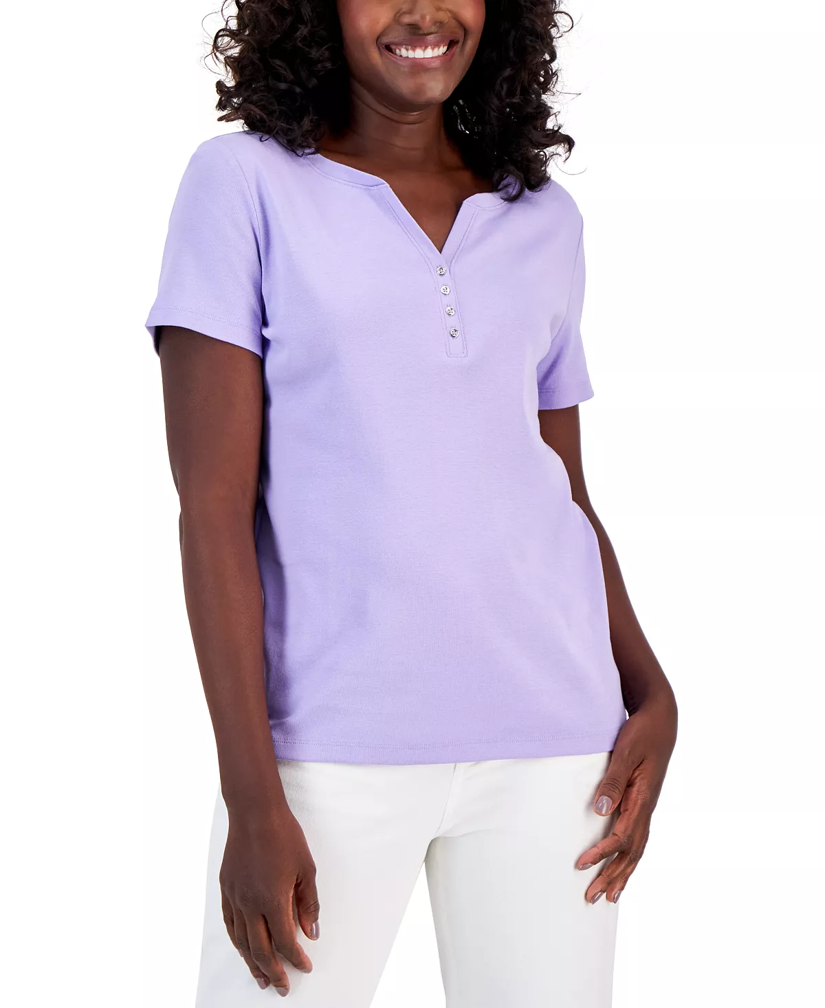 Karen Scott Hort Sleeve Henley Top, Created For Macy's - Image 19