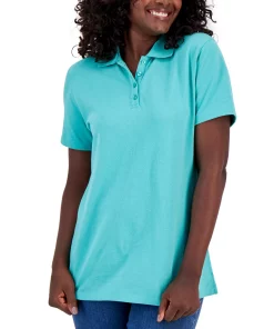 Karen Scott Cotton Short Sleeve Polo Shirt, Created For Macy's -CeCe cloth-shop 23186964 fpx