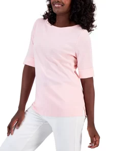 Karen Scott Cotton Boat-Neck Top, Created For Macy's -CeCe cloth-shop 23187898 fpx
